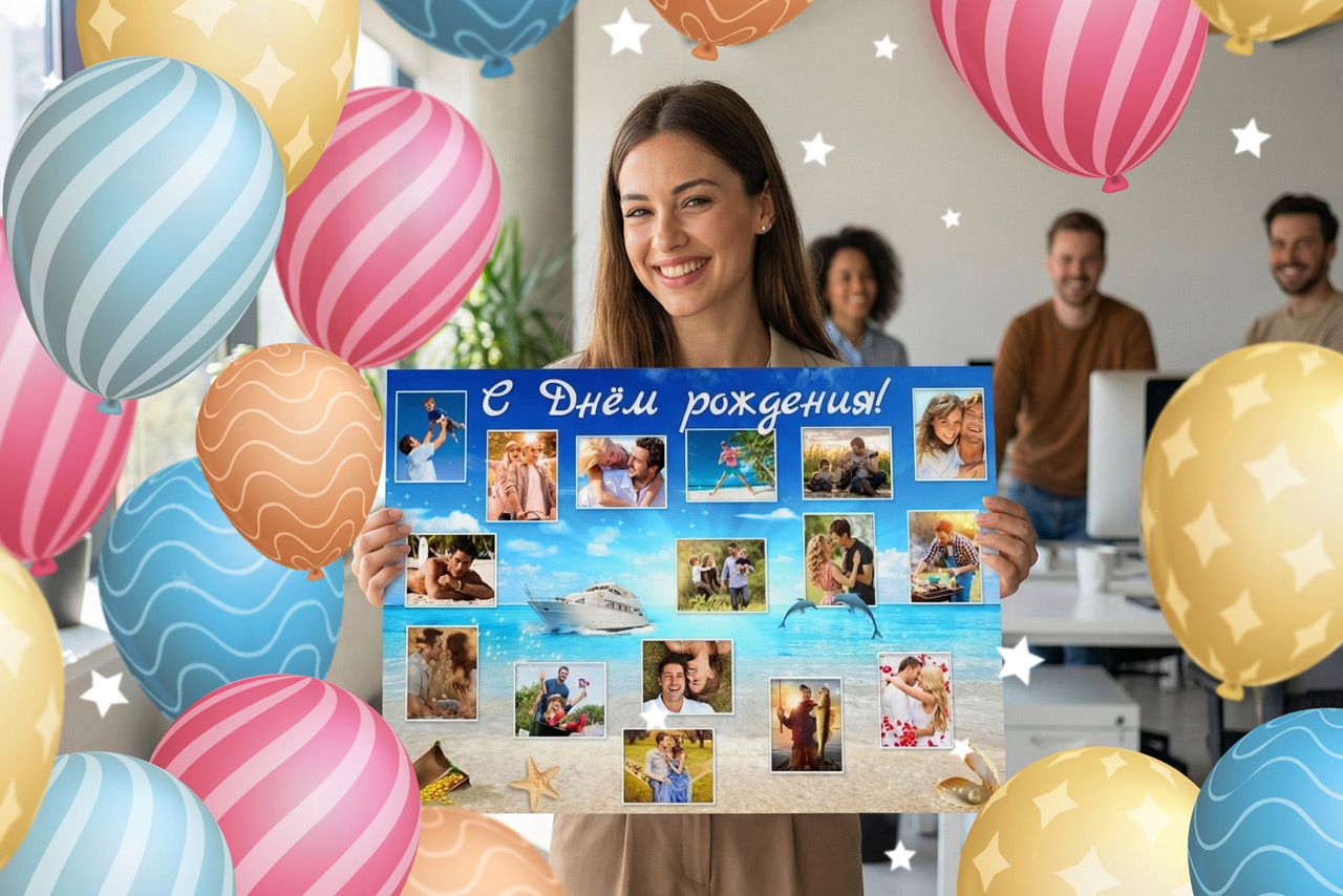 Стенгазета с фотографиями на день рождения