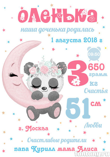 Метрика №11 для девочки