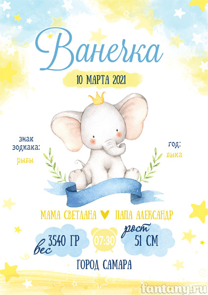 Метрика №41 для мальчика