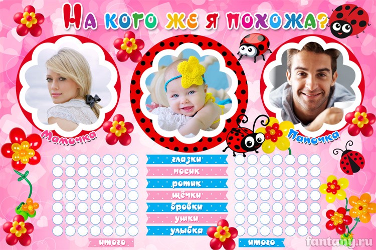 Плакат «На кого же я похожа» набор №3